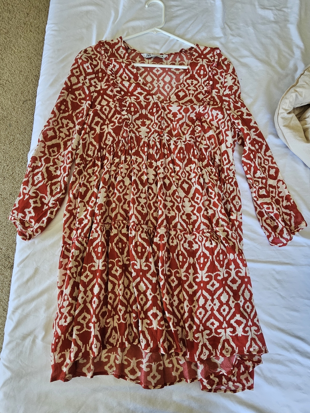 Zara Red and Cream Midi Dress